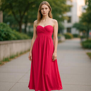 Womens Lined Sweetheart Strapless Cocktail/Formal Dress Red Large